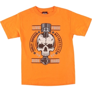 古着 ハーレーダビッドソン Harley-Davidson ドクロ柄 スカル柄 モーターサイクル バイクTシャツ レディースS /eaa461621