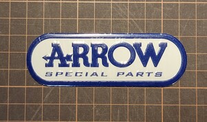 送料無料　アロウ　ARROW　バイク　マフラー　ステッカー　アルミ　ブルー　白青