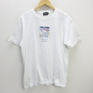 D■ビームス/BEAMS イラストプリント 半袖Tシャツ【L】白/MENS/110【中古】