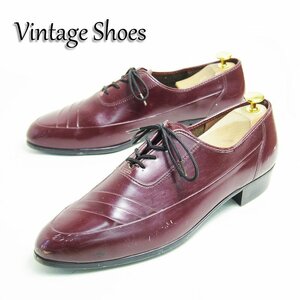 28.5cm相当　USA製　Vintage Shoes　ヴィンテージシューズ　内羽根　オックスフォードシューズ　革靴　ワインレッド　レザーシューズU5288