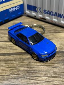 ●◎日産 スカイライン GT-R R34 キーホルダー①●カーアクセサリー ミニカー ハンドメイド 加工品 雑貨