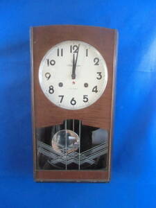 時代物、愛知時計、最終型30日巻、小型機械式掛け時計、稼働品