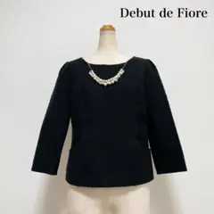 Debut de Fiore ネックレス付ツイードトップス 黒 仕事 セレモニー