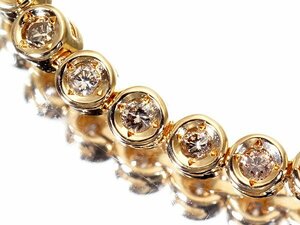 1円～【ジュエリー極】上品な輝き！良質天然ブラウンダイヤモンド1.06ct 高級K18YGフルエタニティブレスレット k8685ilml【送料無料】