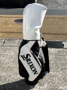 ★SRIXON ゴルフバッグ キャディバック ゴルフクラブ13本 5分割 スリクソン ホワイト×ブラック 動作未確認 現状品 中古品 管理L493