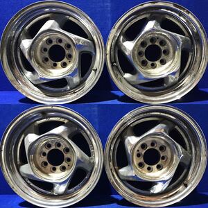 ジャンク出品!＊メーカー不明(KMC?)＊15インチホイール＊15x7JJ/ET約+6/PCD108(114.3)-4H＊4本セット＊当時物 ＊スチールホイール