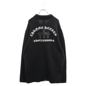 CHROME HEARTS クロムハーツ SAILIN ON CARDIGAN レザーパッチ付きカシミアニットカーディガン ブラック