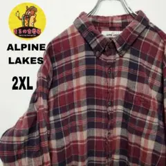 usa古着 ALPINELAKES ネルシャツ　2XL えんじ　ネイビー