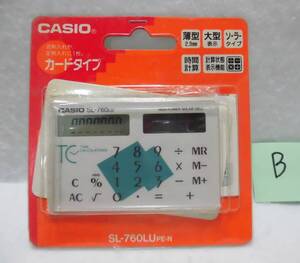 ★レトロ☆CALC★珍品「[送料430円 未開封] CASIO カードタイプ 電卓 SL-760 LU 8桁 ※液晶に劣化あり B カシオ ソーラー」当時物 現状渡し