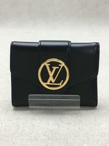 LOUIS VUITTON◆3つ折り財布/-/BLK/無地/レディース