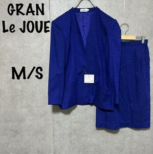 GRAN JOUE（M/S）スカートセットアップ＊総柄＊新品、未使用＊ひざ丈＊青