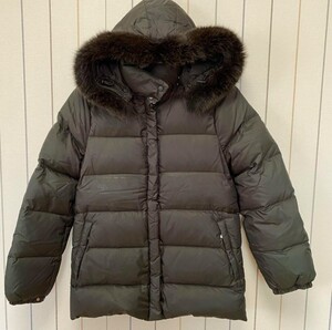 モンクレール MONCLER ダウンジャケット ダークブラウン ファー付き フード脱着可能