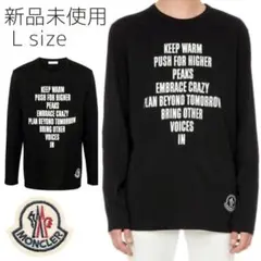 【未使用タグ付き】MONCLER レタリング ロングTシャツ　Lサイズ　ブラック