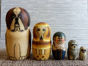 ★マトリョーシカ　cupiporoさん作　おじいちゃんと犬　作家もの matryoshka nesting dolls