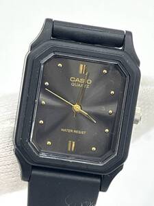 【電池切れ】CASIO カシオ クォーツ 腕時計 黒文字盤 オクタゴン ゴールド レディース LQ-142