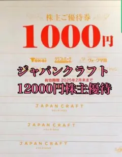 ＊ジャパンクラフホールディングス株主優待12000円＊