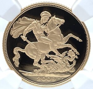 最高鑑定 2009年 イギリス オールドエリザベス NGC PF70 ULTRA CAMEO 1ソブリン金貨 同グレード鑑定222枚 セントジョージの竜退治