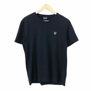 H731-26 大きいサイズ EA7 EMPORIO ARMANI エンポリオアルマーニ 半袖 Vネック Tシャツ カットソー トップス 黒 綿100% メンズ XL