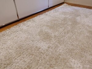 美品●大判●東リ製●オーダーラグ●メタリックシャギー●230×230cm●ホワイト系●シャギーラグ●モデルルーム展示品