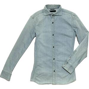 定価2.5万 junhashimoto STRETCH DENIM HORIZONTAL SHIRTS 3 ジュンハシモト ストレッチデニムホリゾンタルシャツ akm wjk 1piu