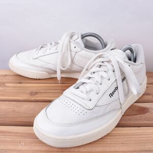 z4787 リーボック クラブ C 85 US8 1/2 26.5cm/白 ホワイト 灰 グレー系 REEBOK CLUB C 85 メンズ スニーカー 中古