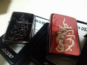 ZIPPO ジッポ トライバル 赤 RED BLACK 2個セット 未使用