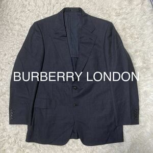 9YS1 BURBERRY LONDON バーバリー スーツ　テーラードジャケット ウール 男性 紳士 メンズ ビジネス ネイビー 紺色 古着 AB6