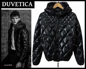 ■ 定価101,200円 美品 DUVETICA デュベティカ CIATO CINQUE チアト チンクエ ダイヤ柄 キルティング 2WAY フード ダウン ジャケット 黒 M