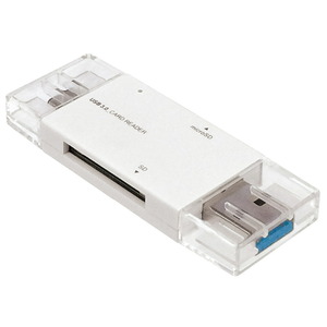 （まとめ買い）ナカバヤシ USB3.0 Type-C カードリーダー・ライター ホワイト CRW-DC3SD71W 〔×3〕