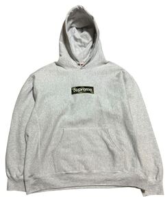 極美品 23aw SUPREME Box Logo Hooded Sweat Shirt シュプリーム ボックスロゴ スウェットパーカー グレー/迷彩 XL