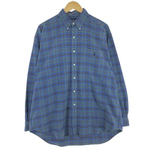 古着 ラルフローレン Ralph Lauren BIG SHIRT 長袖 ボタンダウンチェックシャツ メンズL /eaa454630