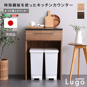 日本製　特殊鋼板を使ったキッチンカウンター Lugo-ルゴ- ゴミ箱上カウンター　60cm ナチュラル