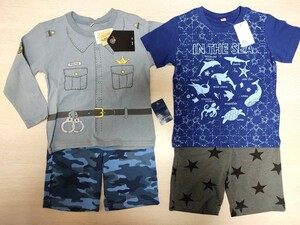 ☆未使用！長袖Tシャツ　半袖Tシャツ　半ズボン☆100cm 警察官なりきりシャツ☆４枚セット☆男の子用☆送料230円 セットまとめ売り