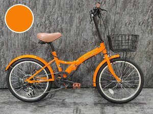 【訳ありアウトレット品】20インチ折り畳み自転車Shimano外装6段変速　オレンジ【SK11038】