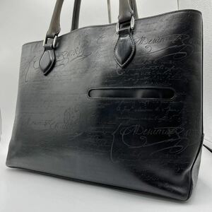 1円〜■【定価50万円超】Berluti ベルルッティ トゥジュール TOUJOURS カリグラフィ スクリットレザー トートバッグ ブラック パティーヌ 