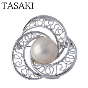 タサキ マベパール ペンダント ブローチ シルバー パール13.5mm TASAKI 田崎真珠【17157】