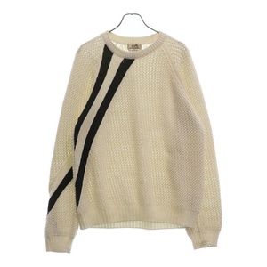 HERMES エルメス STRIPED CABLE KNIT SWEATER ストライプカシミヤケーブルニットセーター ホワイト