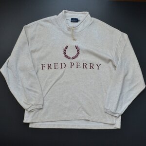 90ｓ FRED PERRY フレッドペリー モックネックプルオーバー 長袖 カットソー Lサイズ ヴィンテージ メンズ M899721