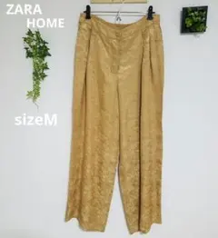 新品ZARAHOMEチャイナ風ゴールドワイドパンツsizeM