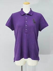 国内正規品/美品 ラルフローレン コットン100％キラキラビッグポニー半袖ポロシャツ紫L ak983