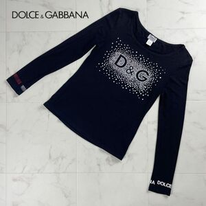 美品 DOLCE&GABBANA ドルチェ&ガッバーナ UNDER WEAR インナー 長袖カットソー プリント トップス レディース 黒 サイズL*QC476