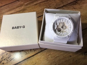 AK638 良品 箱付 CASIO カシオ Baby-G アナデジ 5194 BGA-131 Neon Dial Series ホワイト×ベージュ系 純正ラバーベルト レディース 腕時計