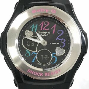 美品 CASIO カシオ BABY-G ベビージー Multi Color Dial 腕時計 BGA-101-1B クオーツ ラウンド ブラック ハート 電池交換済み 動作確認済