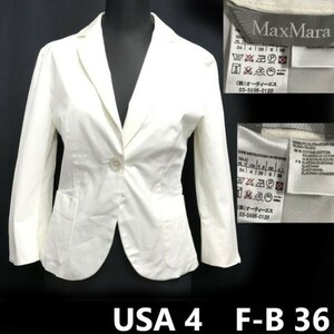 日本正規代理店タグ★マックスマーラ/MaxMara★春夏/七分袖/ストレッチジャケット【USA4 F-B36/レディースS-M/白】ブレザー/Jacket◆pBH754