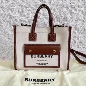 BURBERRY フレヤトート ミニ ハンドバッグ 2way バーバリー ショルダーバッグ キャンバス