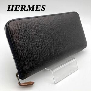 【美品】エルメス HERMES 長財布 アザップロング シルクイン ブラック