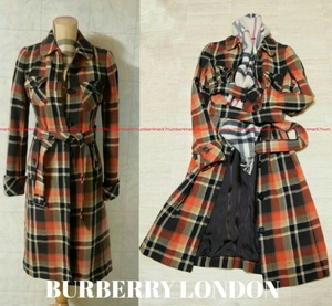 新品 同様 BURBERRY LONDON 定価15.7万 英国 チェック柄 カシミヤ シングル トレンチ コート 38 レザー ジャケット M バーバリーロンドン