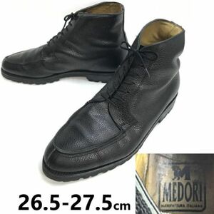 イタリア製★MEDORI★シボ本革/チャッカブーツ【26.5-27.5/black/黒】オフィサー/ショートブーツ/Leather/combat/Boots/shoes◆sWB105-05