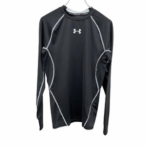 UNDER ARMOUR コンプレッションウェア Tシャツ 長袖 ストレッチ 一部メッシュ ポリエステル×ポリウレタン M ブラック 黒×グレー メンズ