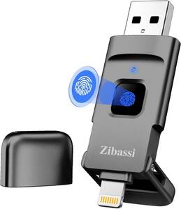 Zibassi【MFI認証取得 高速認識】指紋認証 USBメモリiPhone用USBメモリ128GB スマホ usbメモリUSB 3.0 フラッシュメモリー